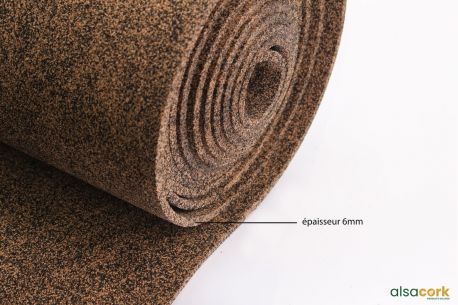 Rouleau de sous-couche caoutchouc et liège - Vue texture du rouleau 3mm 